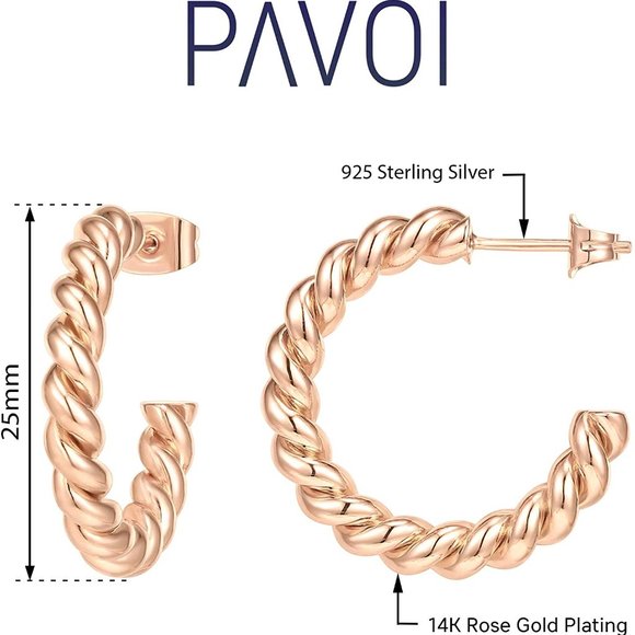 14K Gold Plated 925 Sterling Silver Twisted Rope - Picture 3 of 4